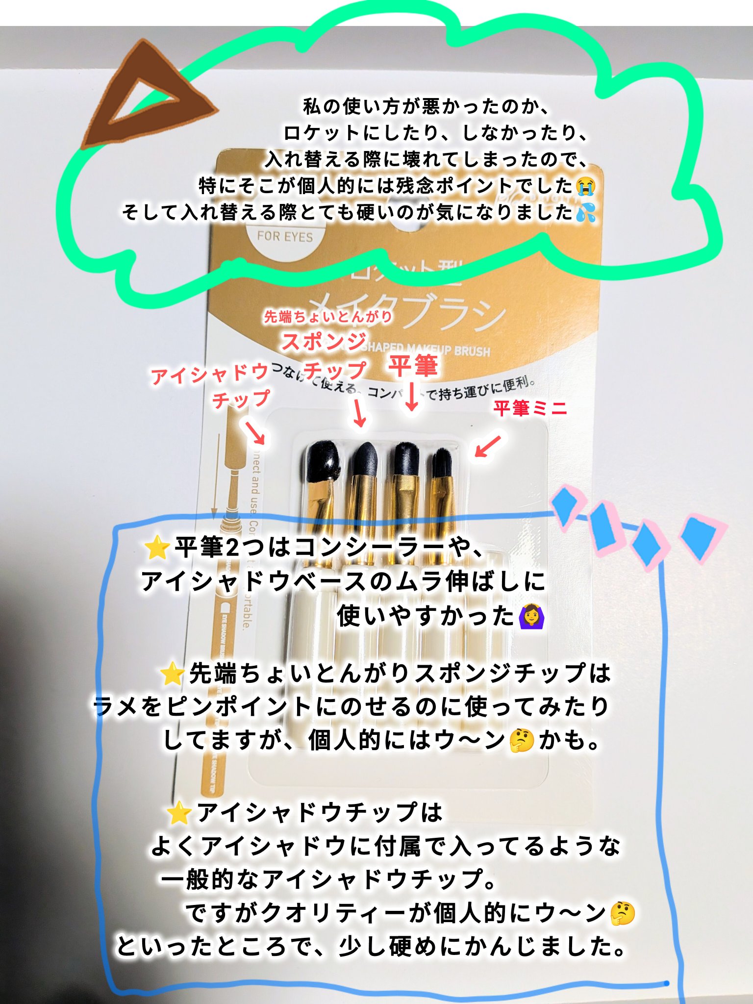 DAISO ロケット型 メイクブラシのクチコミ「●DAISO ロケット型 メイクブラシ

セブンのダイソーコーナーで購入しました！
使用感は個.....」（3枚目）