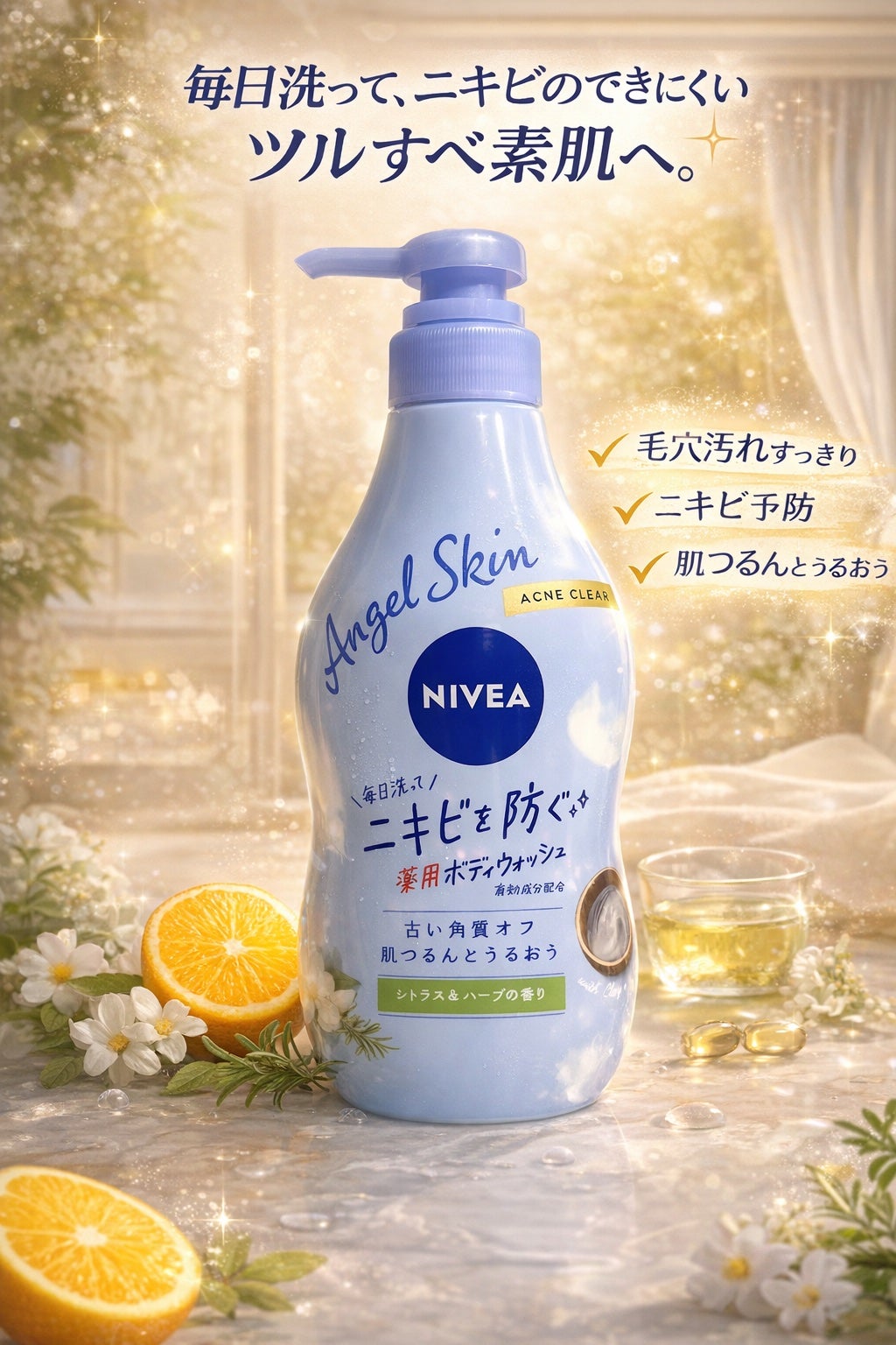 エンジェルスキン ボディウォッシュ サボン&ブーケの香り/ニベア/ボディソープを使ったクチコミ(1枚目)