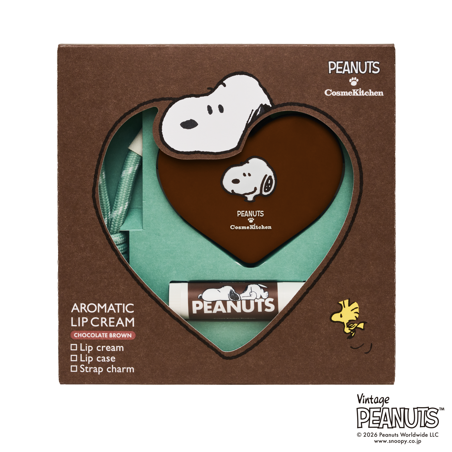 ＜PEANUTS＞アロマティック リップクリーム チャームセット HEART / BROWN