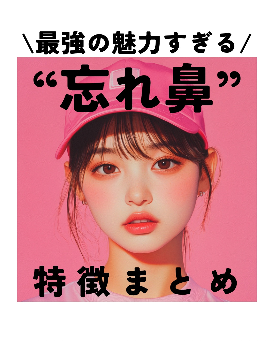 \美人の象徴”忘れ鼻”/
どんな特徴がある？📝


簡潔にいうと、
これといった特徴がないことが特徴!.

その名の通り後から思い出せないほど
自然にそこに存在する
そんな”忘れ鼻”は
令和美人の象徴とも言われている…





#忘れ鼻