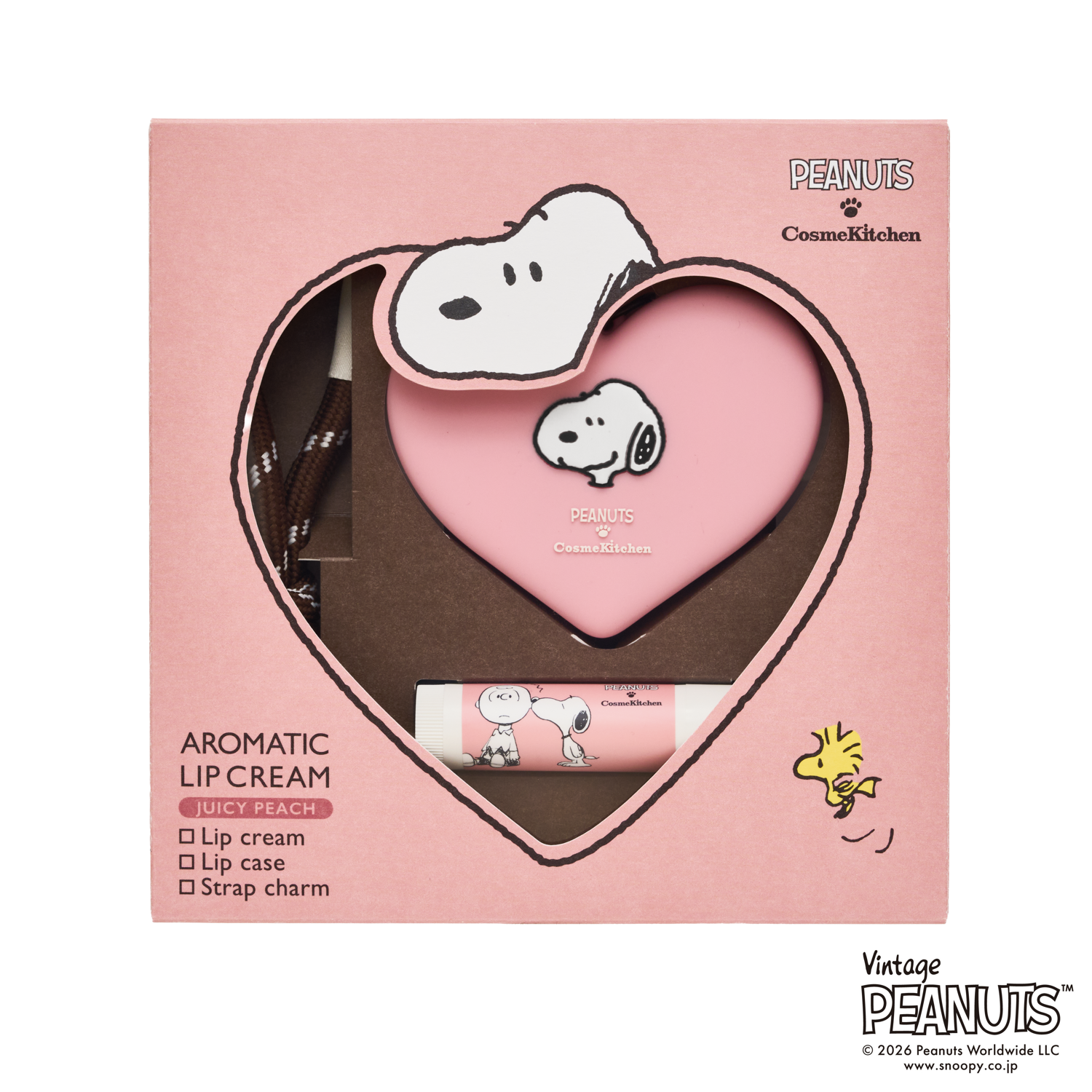 ＜PEANUTS＞アロマティック リップクリーム チャームセット HEART / PINK