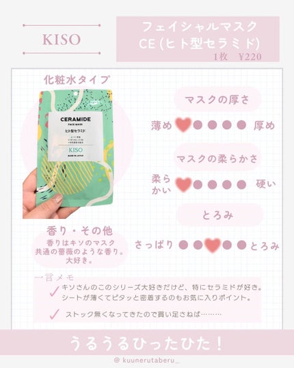 フェイスマスク ヒト型セラミド/KISO/シートマスク・パックを使ったクチコミ(1枚目)