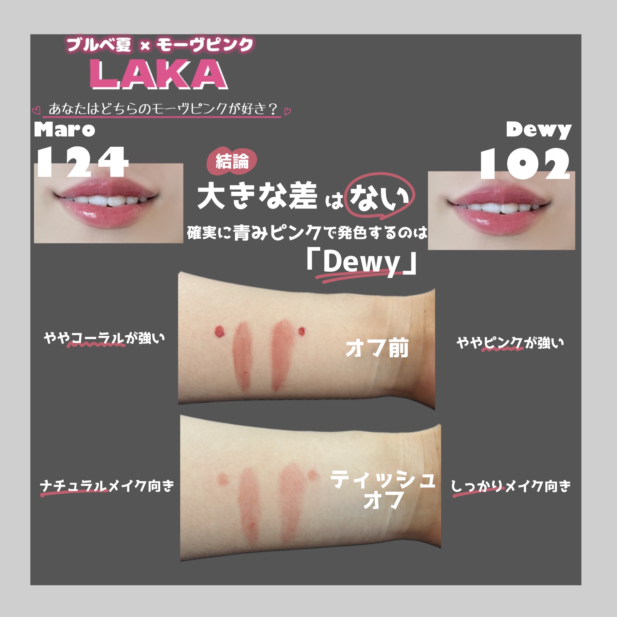 フルーティーグラムティント 124 マロ/Laka/リップティントを使ったクチコミ（2枚目）