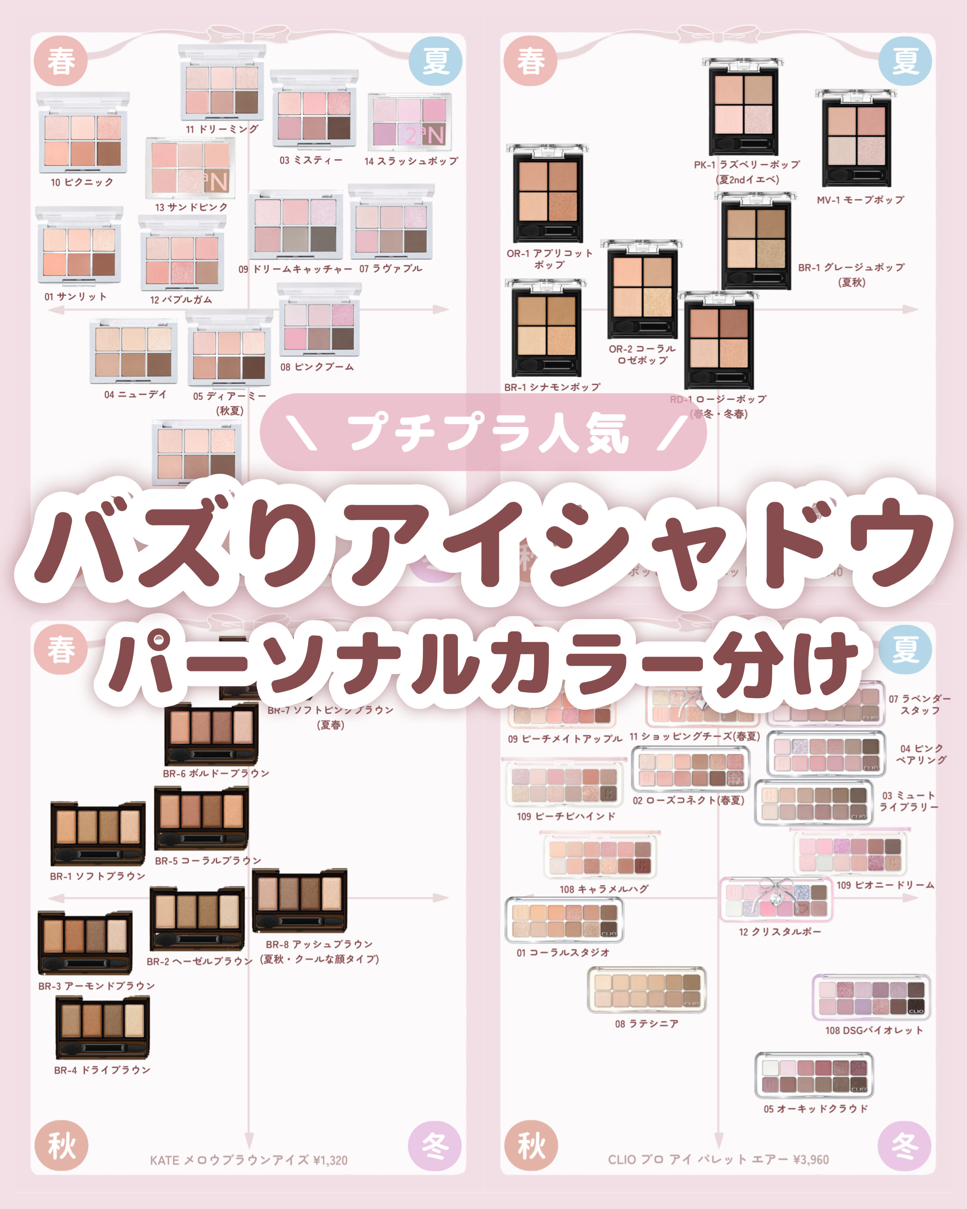 

　＼ プチプラで優秀！ ／


　2025年バズった・ランキング上位だった

　プチプラアイシャドウを

　パーソナルカラー別にまとめました🙌🏻



　🤍 #2aN
　#ベターミーアイパレット 2