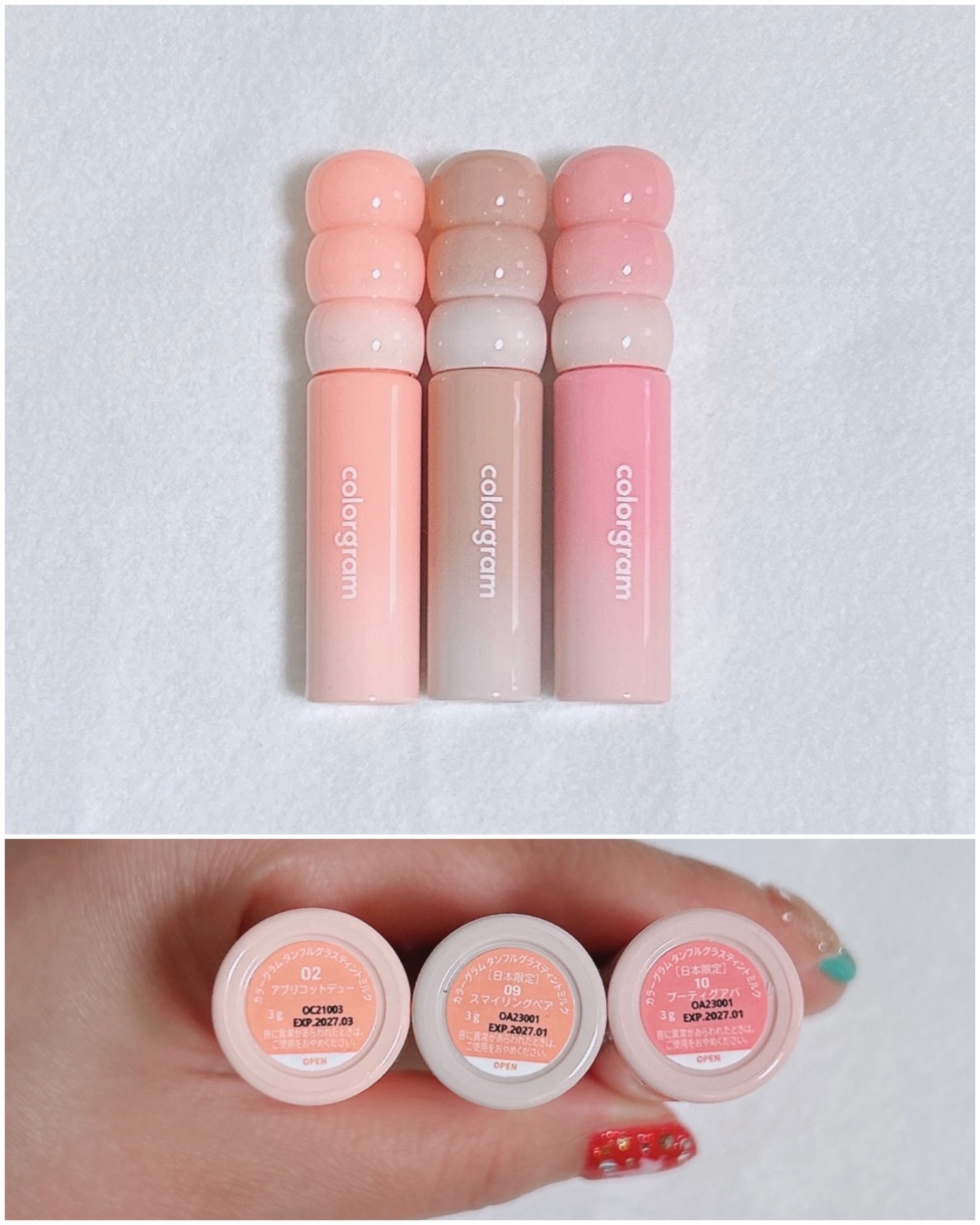 カラーグラム タンフルグラスティントミルク 02 アプリコットデュー/Colorgram/リップティントを使ったクチコミ（2枚目）