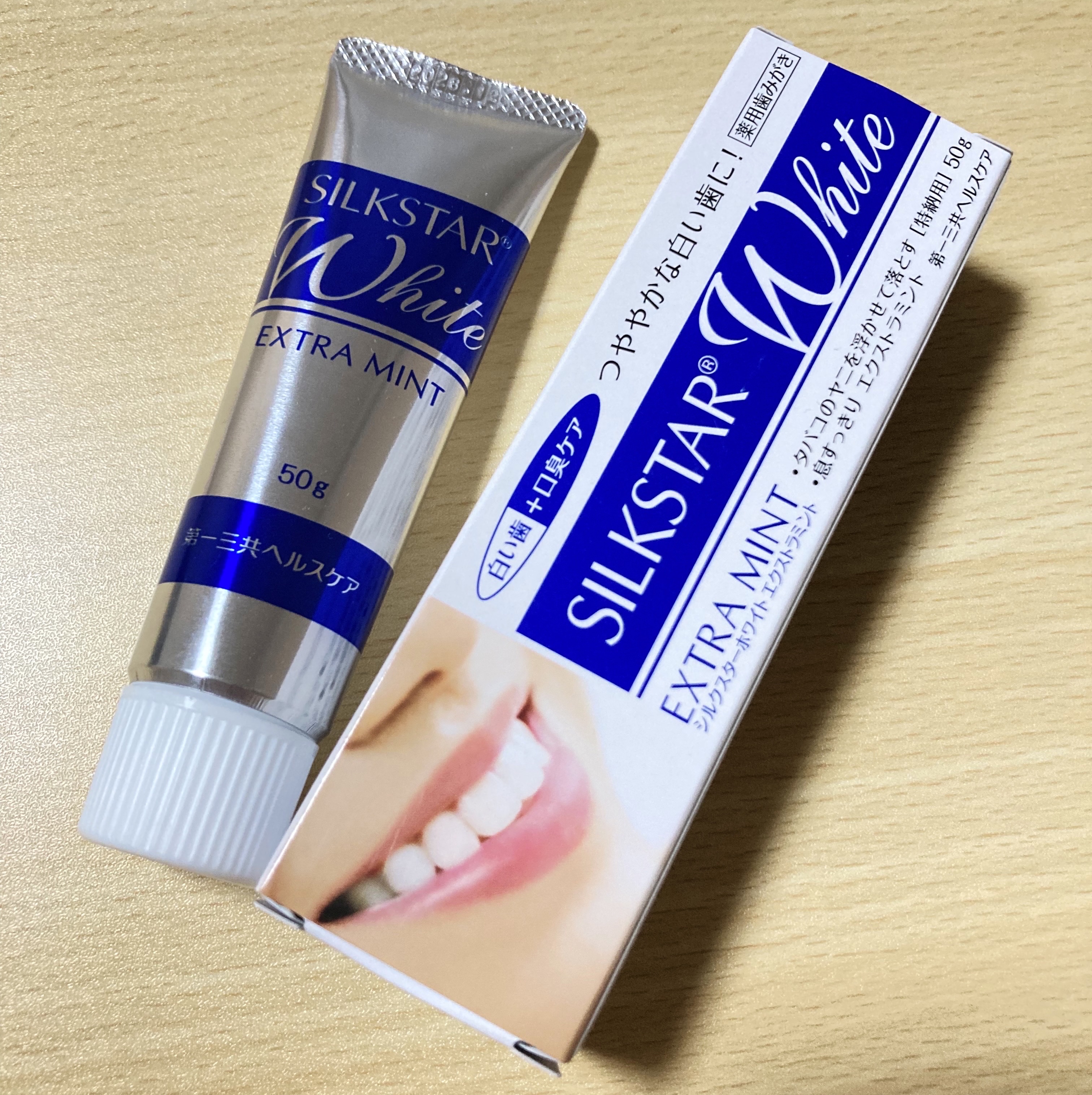 第一三共ヘルスケア シルクスターホワイト エクストラミントのクチコミ「一瞬で、息までリセット💨✨

🍃 ひと磨きで超クールなミント感！
口の中が一気にスーッと爽快で.....」（1枚目）