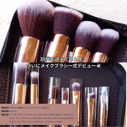貴族のゴールド メイクブラシ11本セット 化粧ポーチ付き ゴールド×ブラック/SIXPLUS/メイクブラシの画像