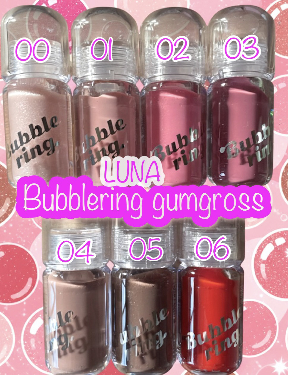 LUNA
▷ロングラスティング バブルリングガムグロス

【00号〜06号全色レポ】


　　\ぷっくりツヤ感/

🎈風船のようにぷるッ🎈
🍬ガムのようにもっちり感🍬



☑︎ビッグチップでカンタン盛れ
一度のタッチで唇にフィット