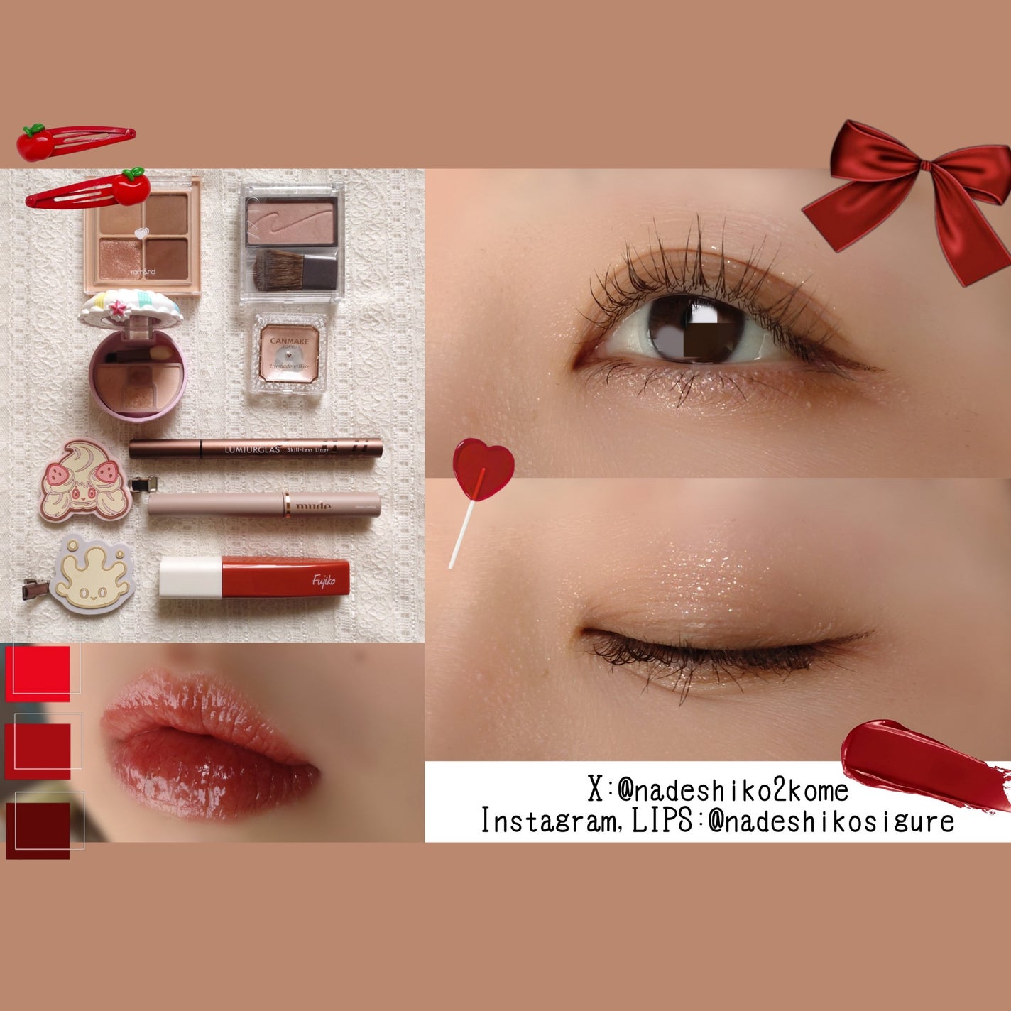 なでしこ on LIPS 「今日はシンプルなブラウンメイク!マスカラの角度ミスってまつ毛キ..」(1枚目)