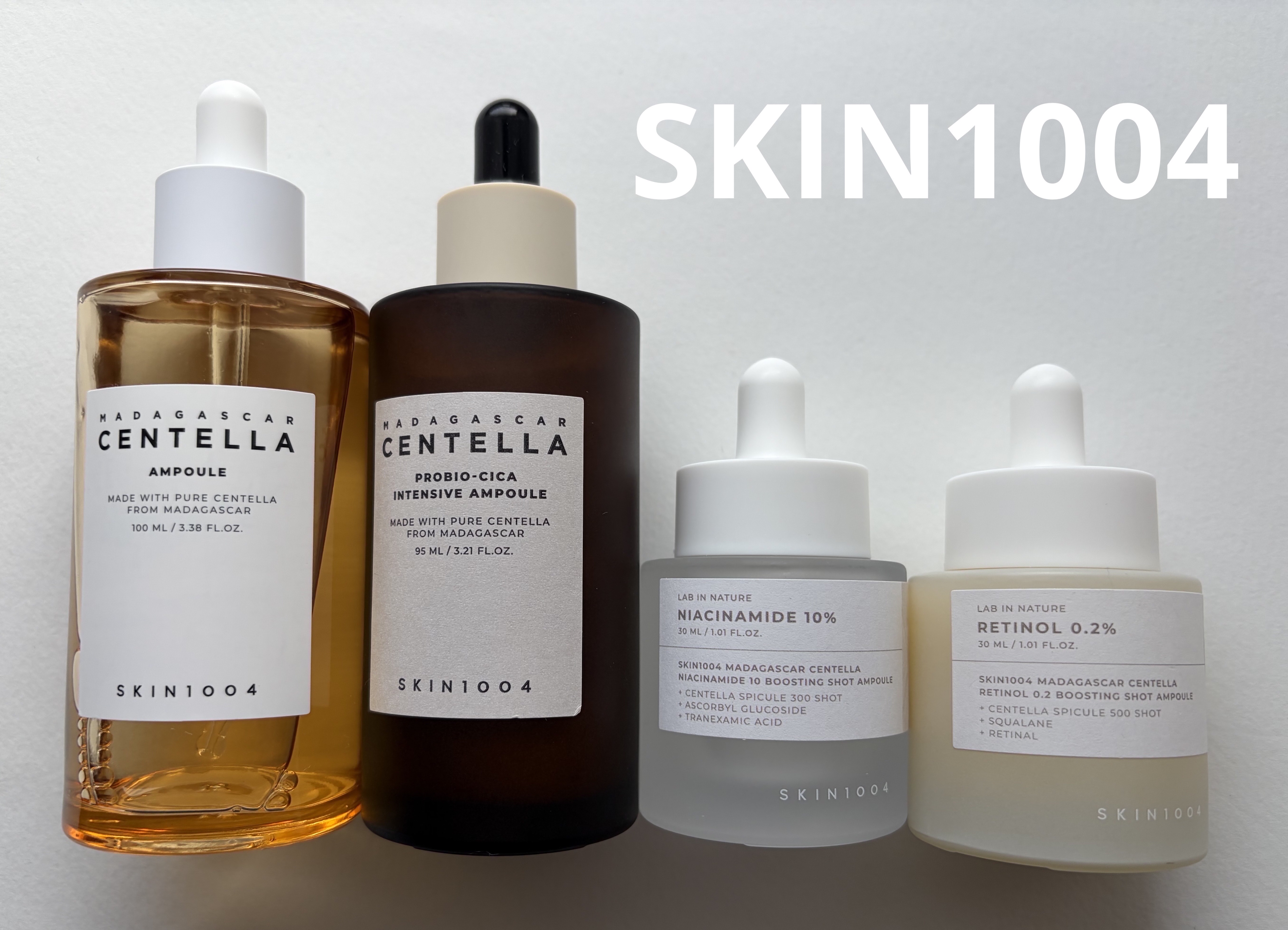 SKIN1004 美容液💫

〜 商品ラインナップ(写真左端から順に) 〜
✔センテラ アンプル
✔プロバイオシカ インテンシブ アンプル
✔ナイアシンアミド 10 ブースティングショット アンプル
✔レチノール 0.2 ブースティングシ