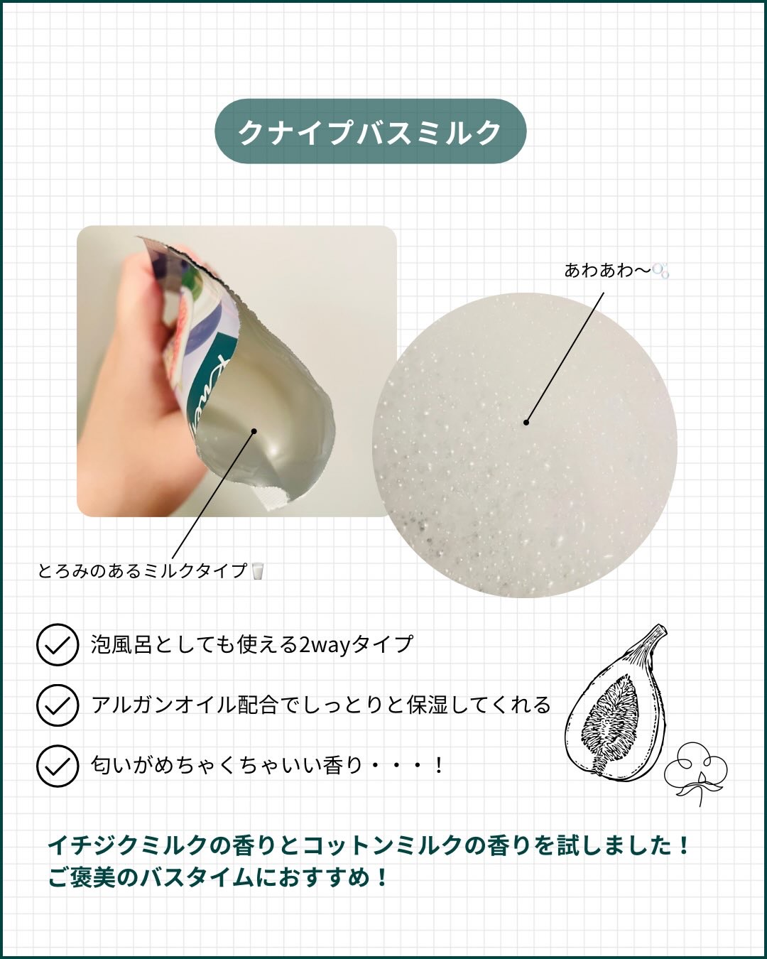 バスミルク コットンミルクの香り/クナイプ/入浴剤を使ったクチコミ（2枚目）