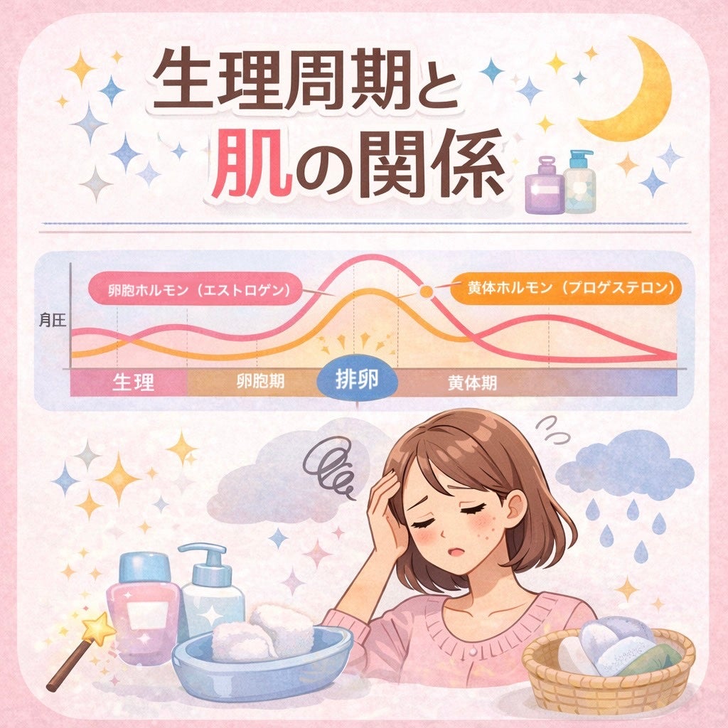 椿 on LIPS 「生理周期と肌の関係ゆらぎやすい時期の基本メモ🌙🧴⸻生理前や生理..」(1枚目)