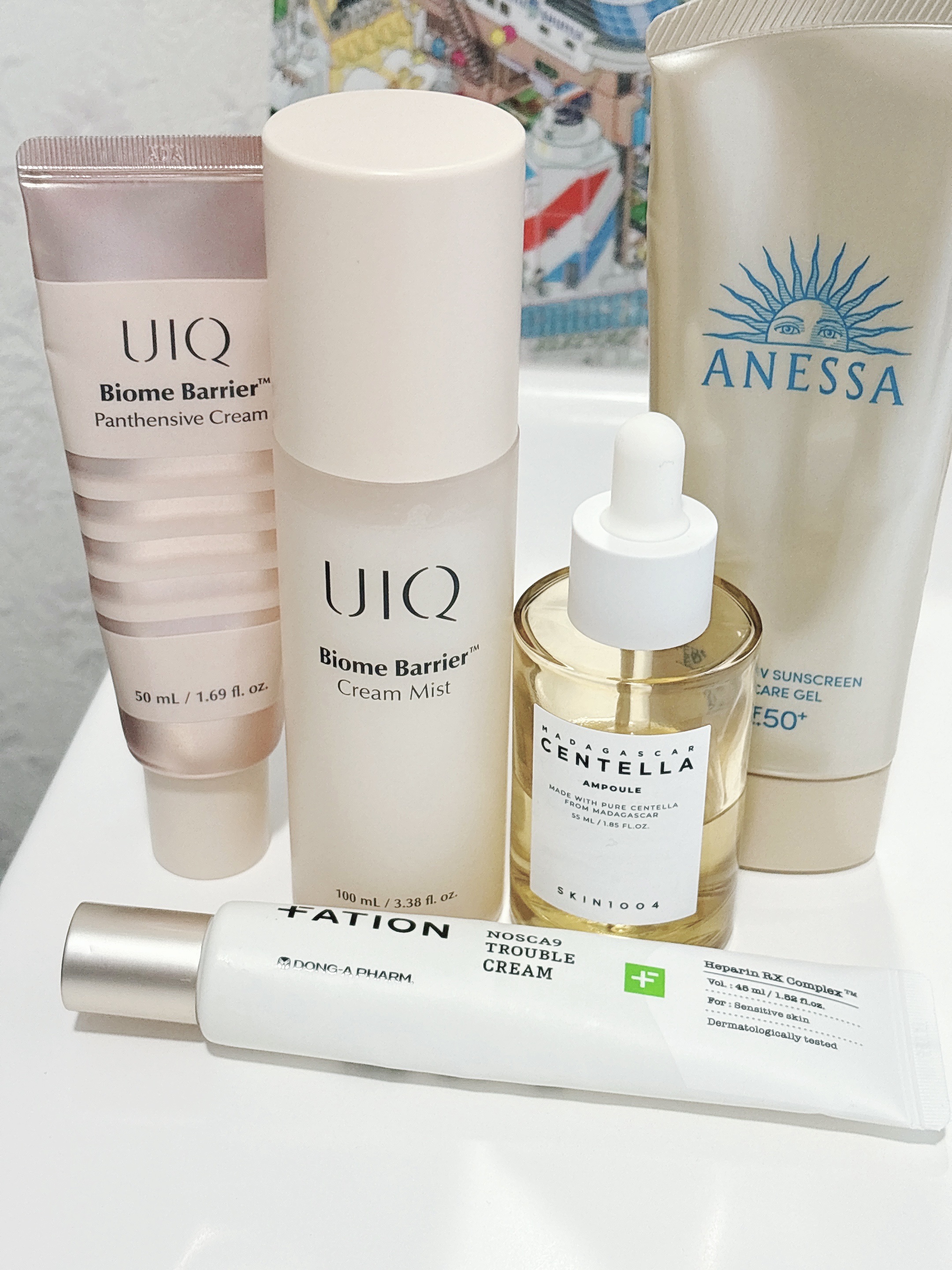 モーニングスキンケア☀️

UIQ
バイオームバリア クリームミスト
SKIN1004
センテラ アンプル
バイオームバリアパンテンシブクリーム
FATION
ノスカナイン トラブルクリーム
アネッサ　
パーフェクトUV　スキンケアジェル　