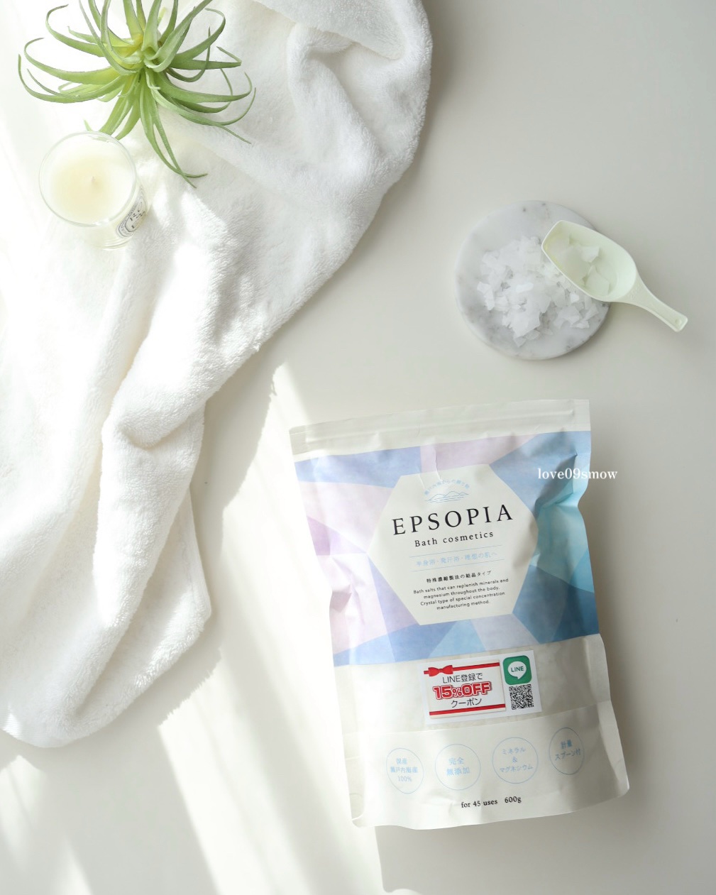 bath time♡

寒い季節のバスタイムにぴったり!

最近お気に入りの入浴剤は、
テレビやSNSでも話題の『EPSOPIA（エプソピア）』

瀬戸内海産の天然成分で作られたバスソルト♡
ミネラル 、マグネシウム 含有で、体の芯までポカ