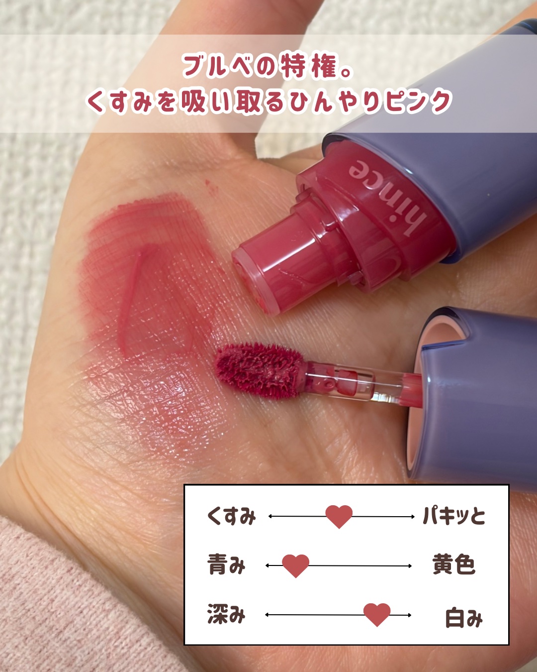 ロウグロウジェルティント/hince/リップティントを使ったクチコミ（3枚目）