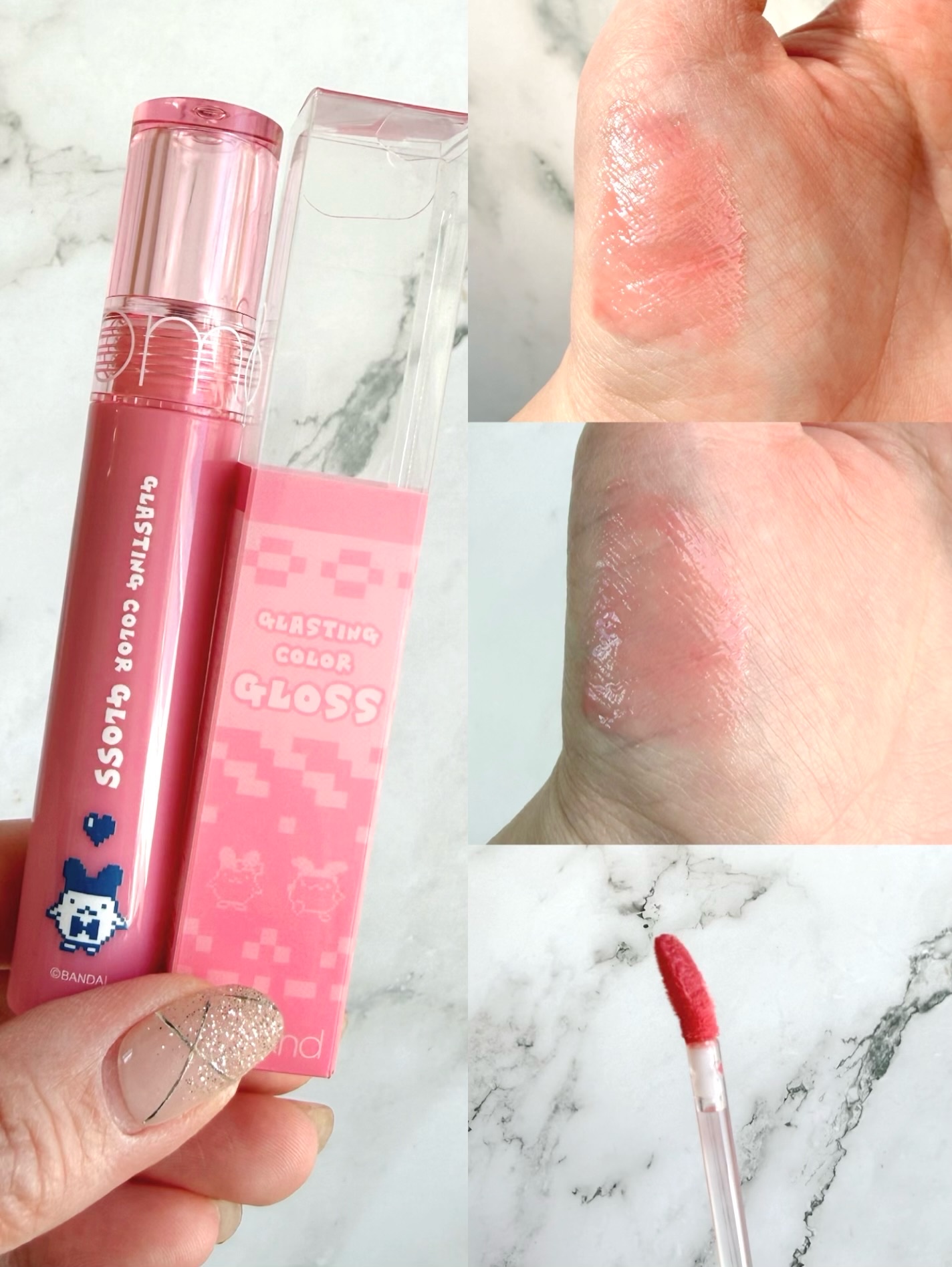 グラスティングカラーグロス 01（『たまごっち』デザイン）/rom&nd/リップグロスを使ったクチコミ（2枚目）