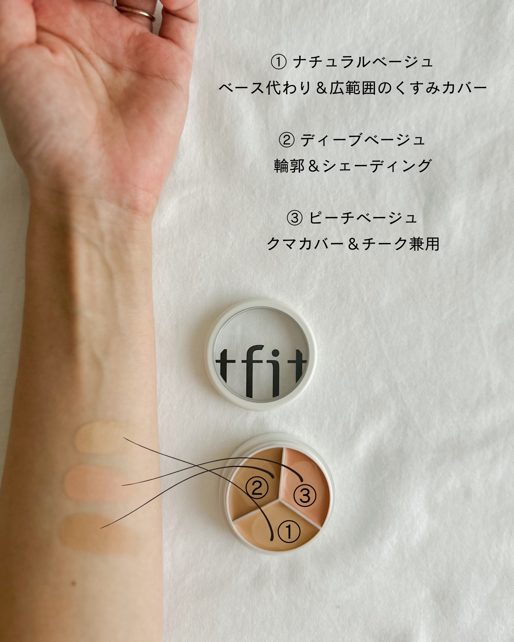 TFIT カバーアッププロコンシーラーのクチコミ「♡
最近ほぼ毎日使っている
TFIT 3in1 コンシーラー🤍

TFITらしい高密着処方で、.....」（2枚目）