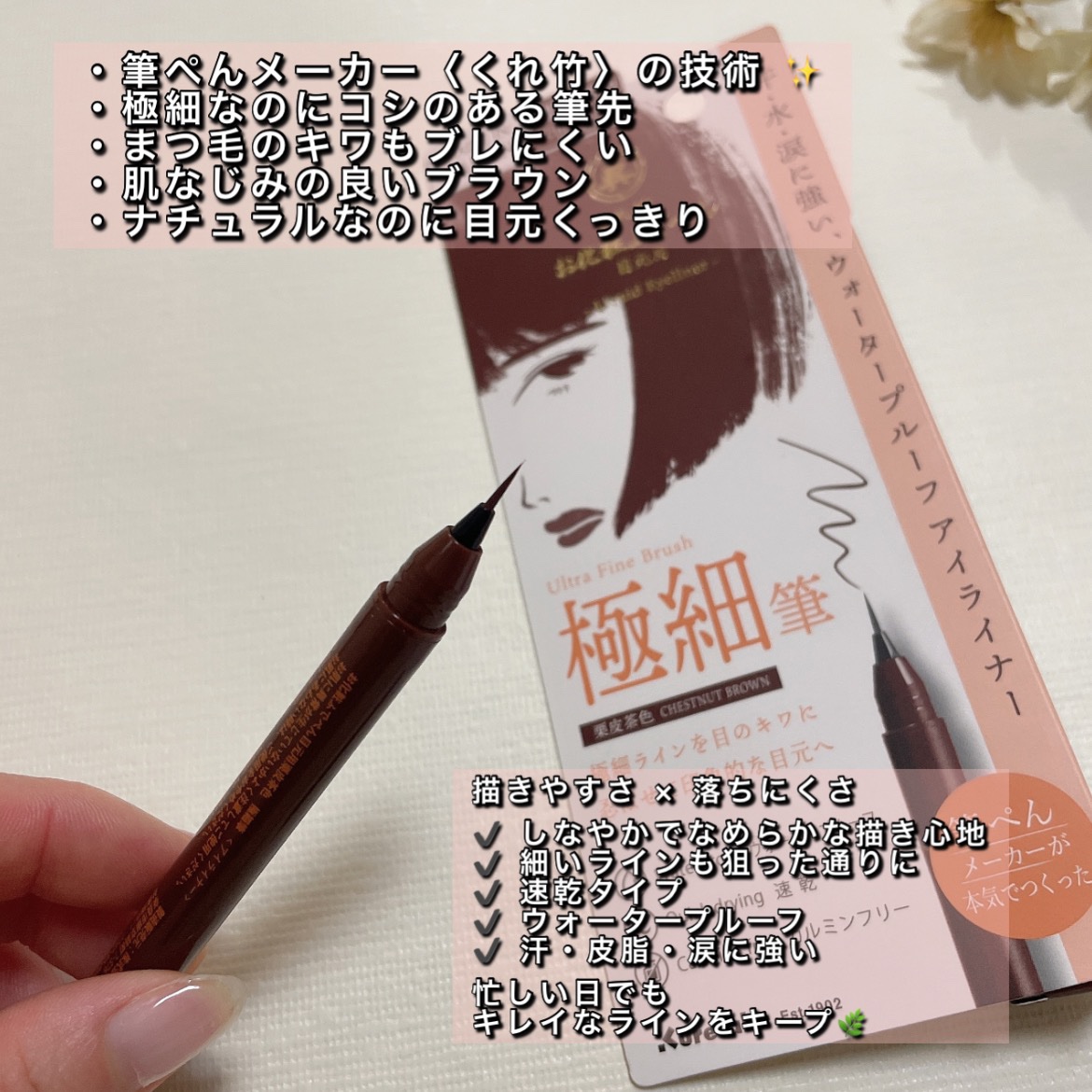 お化粧ふでぺん 目元用 極細筆/くれ竹 /リキッドアイライナーを使ったクチコミ（2枚目）