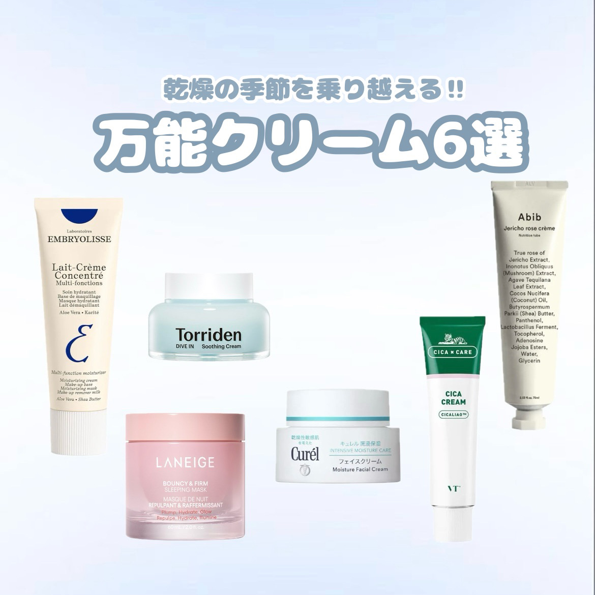 【 ま と め 】  乾 燥 の 冬 を 乗 り 切 る !! 万 能 フ ェ イ ス ク リ ー ム 6 選 ❄️



✼••┈┈••✼••┈┈••✼••┈┈••✼••┈┈••✼



❃ アンブリオリス モイスチャークリーム ¥1,7