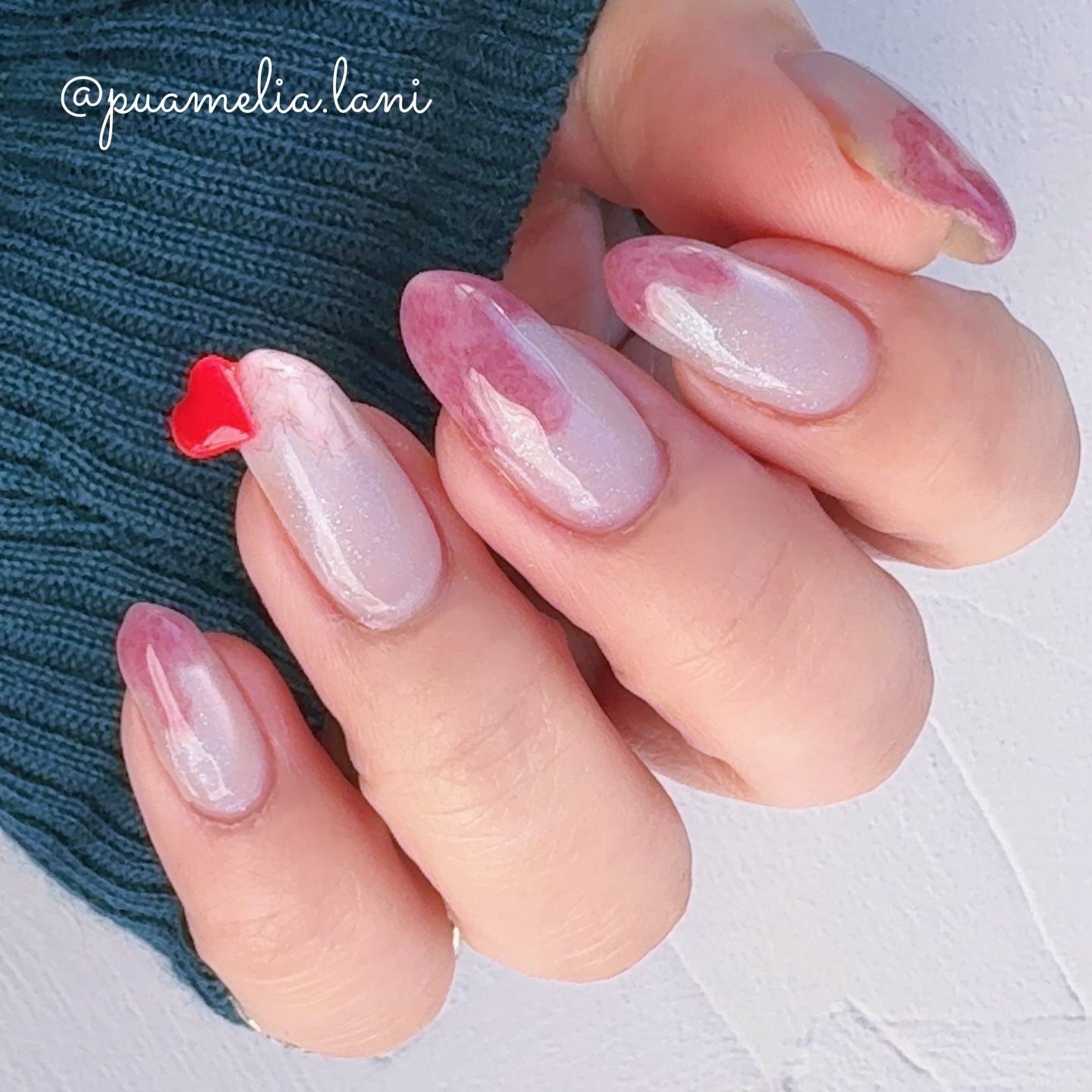 #セルフネイル,#ジェルネイル,#マグネットネイル,#バレンタインネイル,#ハートネイルのネイルデザイン