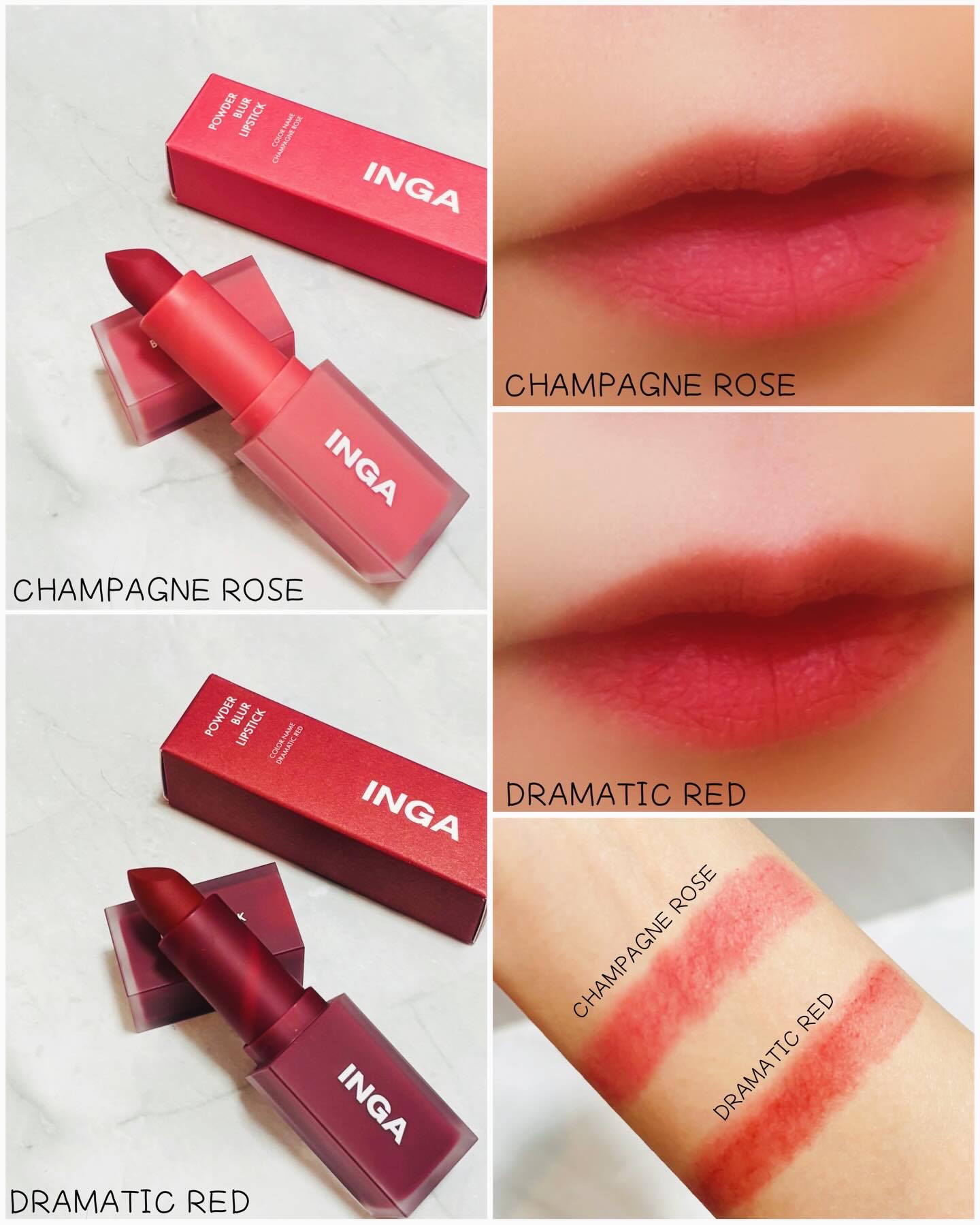 パウダーブラー リップスティック/INGA/口紅を使ったクチコミ（3枚目）