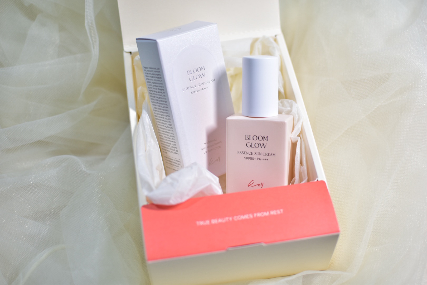 koy ブルームグローエッセンスサンクリームのクチコミ「🔖PR

koy様よりブルームグローエッセンスサンクリームを提供いただきました🫧

ウォーター.....」（1枚目）