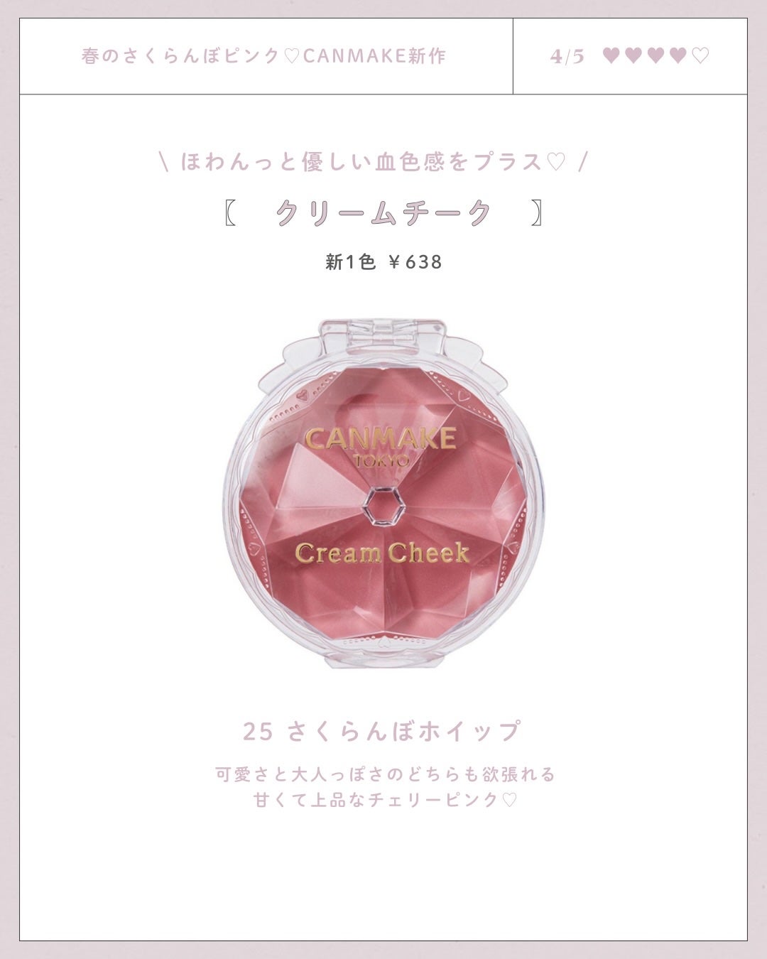 クリームチーク/キャンメイク/ジェル・クリームチークを使ったクチコミ(4枚目)