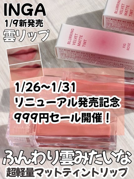 ブラーリングベルベットマットティント/INGA/リップティントを使ったクチコミ(1枚目)