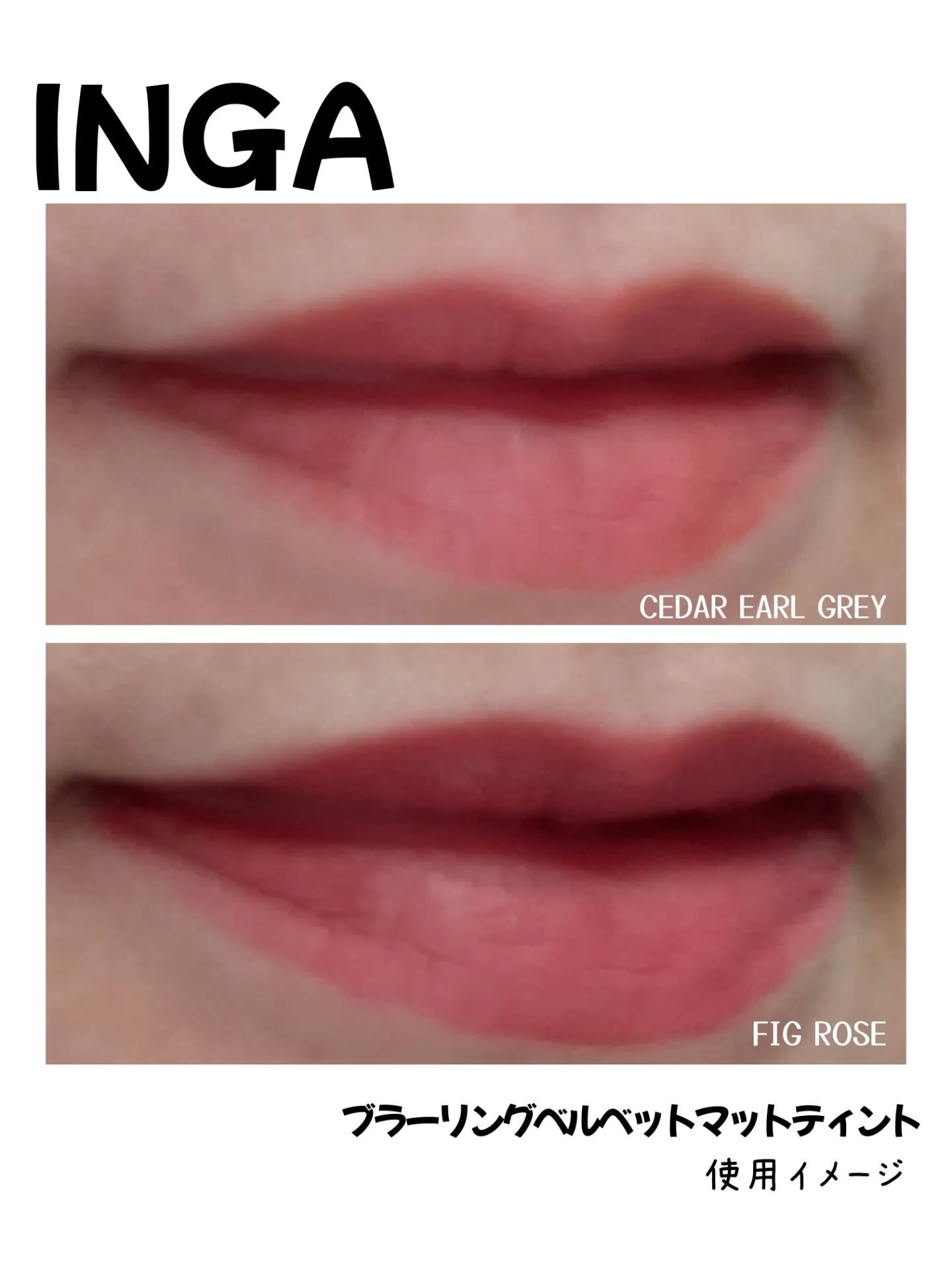 ブラーリングベルベットマットティント/INGA/リップティントを使ったクチコミ（3枚目）