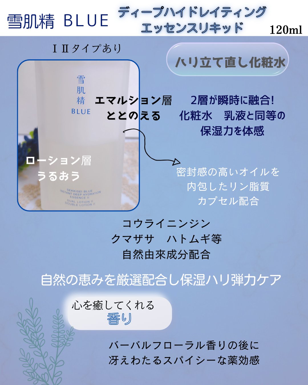 雪肌精 BLUE　ディープ ハイドレイティング エッセンス リキッド Ⅱ/雪肌精/化粧水を使ったクチコミ（2枚目）