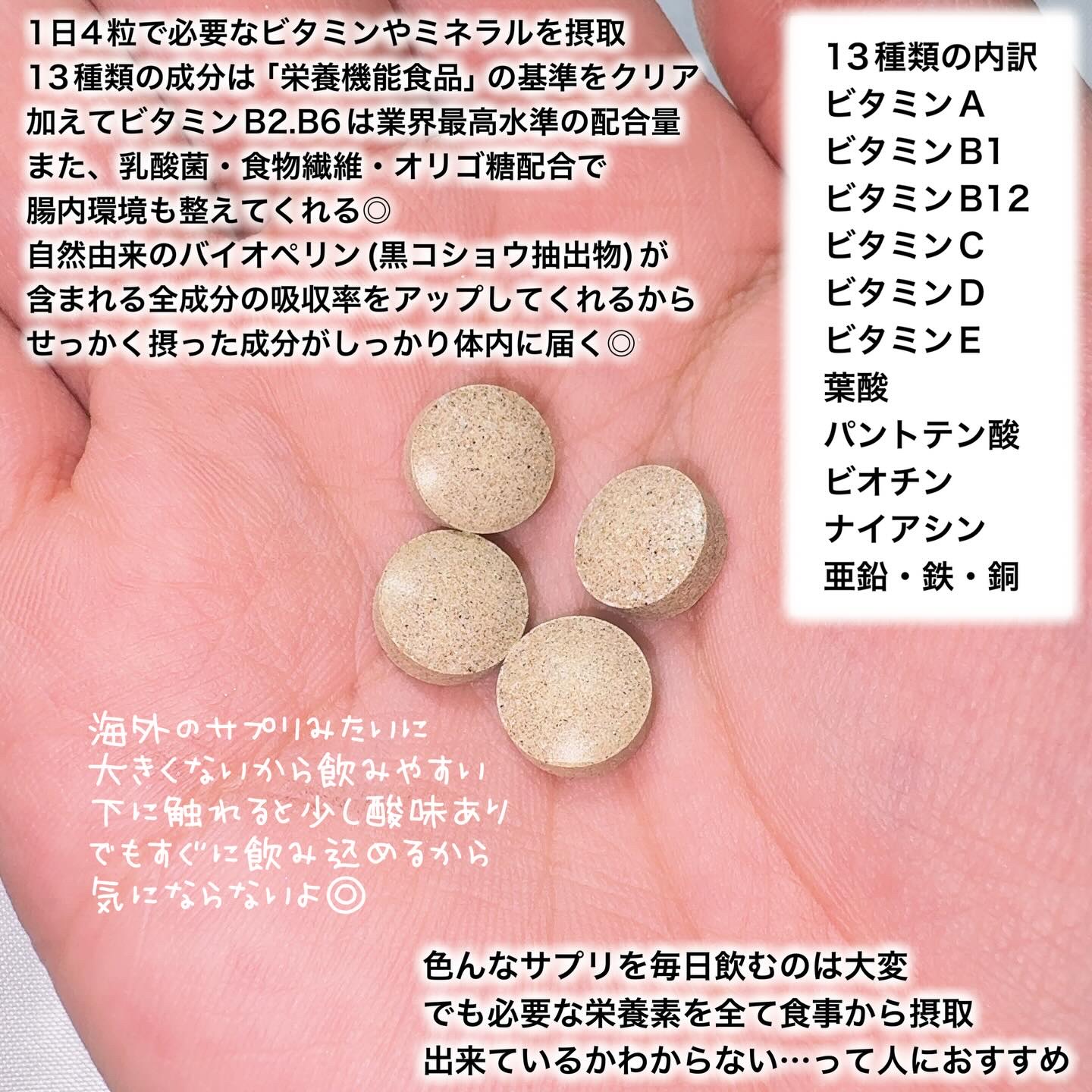 リナチュラ ビューティーチャージ マルチビタミン&ミネラル/Re:natura/美容サプリメントを使ったクチコミ（2枚目）