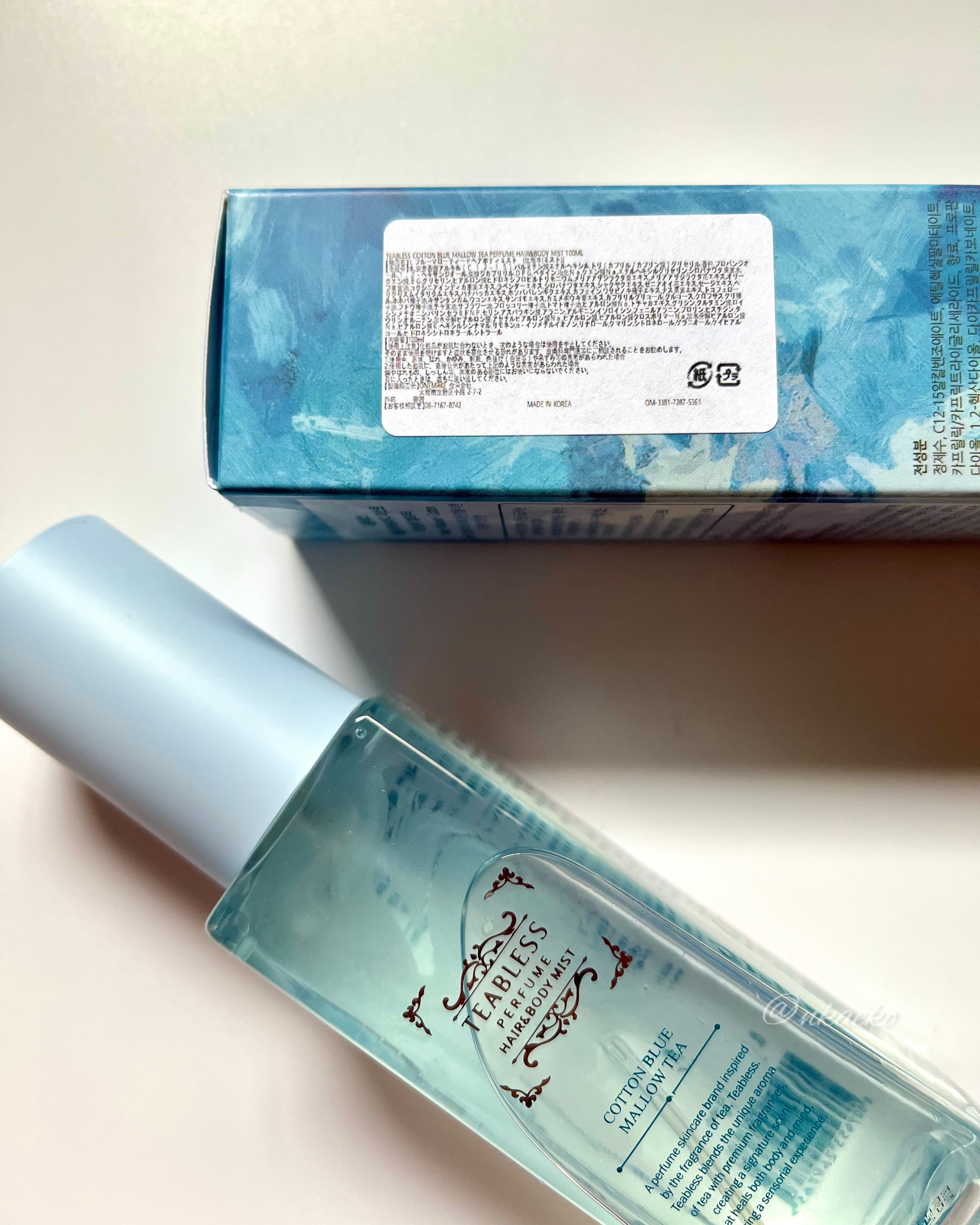 パヒュームヘア＆ボディミスト コットンブルーメロウティー/TEABLESS/ヘアミストを使ったクチコミ（2枚目）