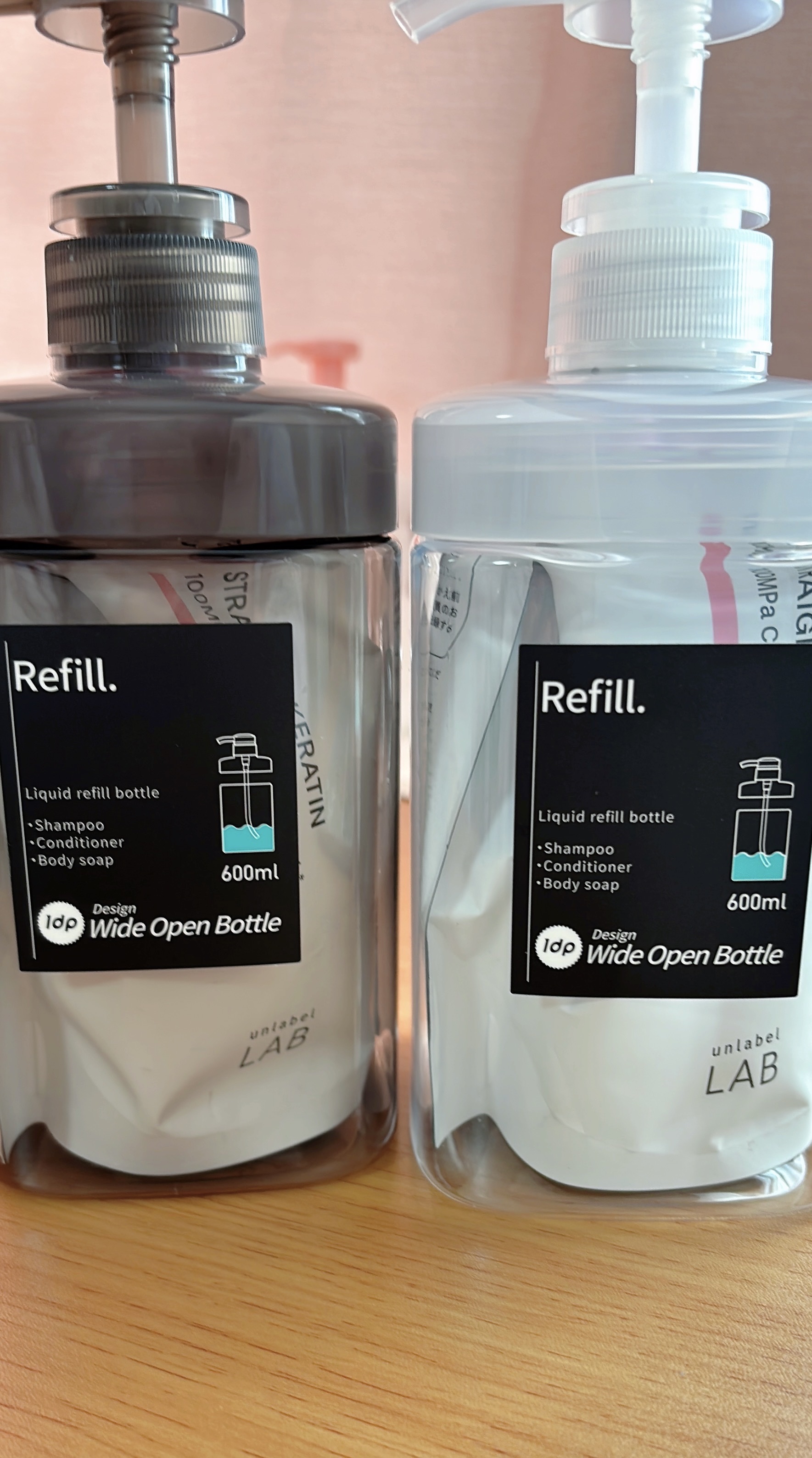 unlabel アンレーベル　ラボ　KRコントロール　シャンプー/トリートメントのクチコミ「SNS上で評価が高くて気になっていたアンレーベルのピンク色🎀ヘアケアアイテムを変えるタイミング.....」（3枚目）