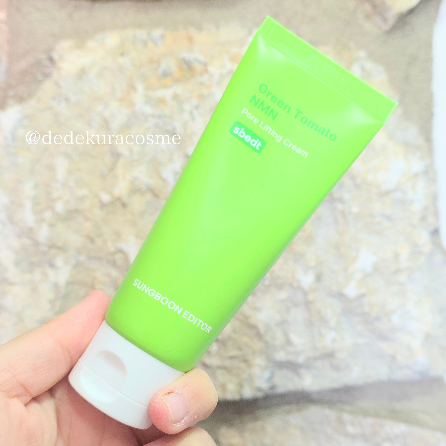 SUNGBOON EDITOR（成分エディター） グリーントマト NMN ポア リフティング クリームのクチコミ「グリーントマトNMNポアリフティングクリームはスキンケアと下地がこの1本で叶う2wayクリーム.....」（1枚目）