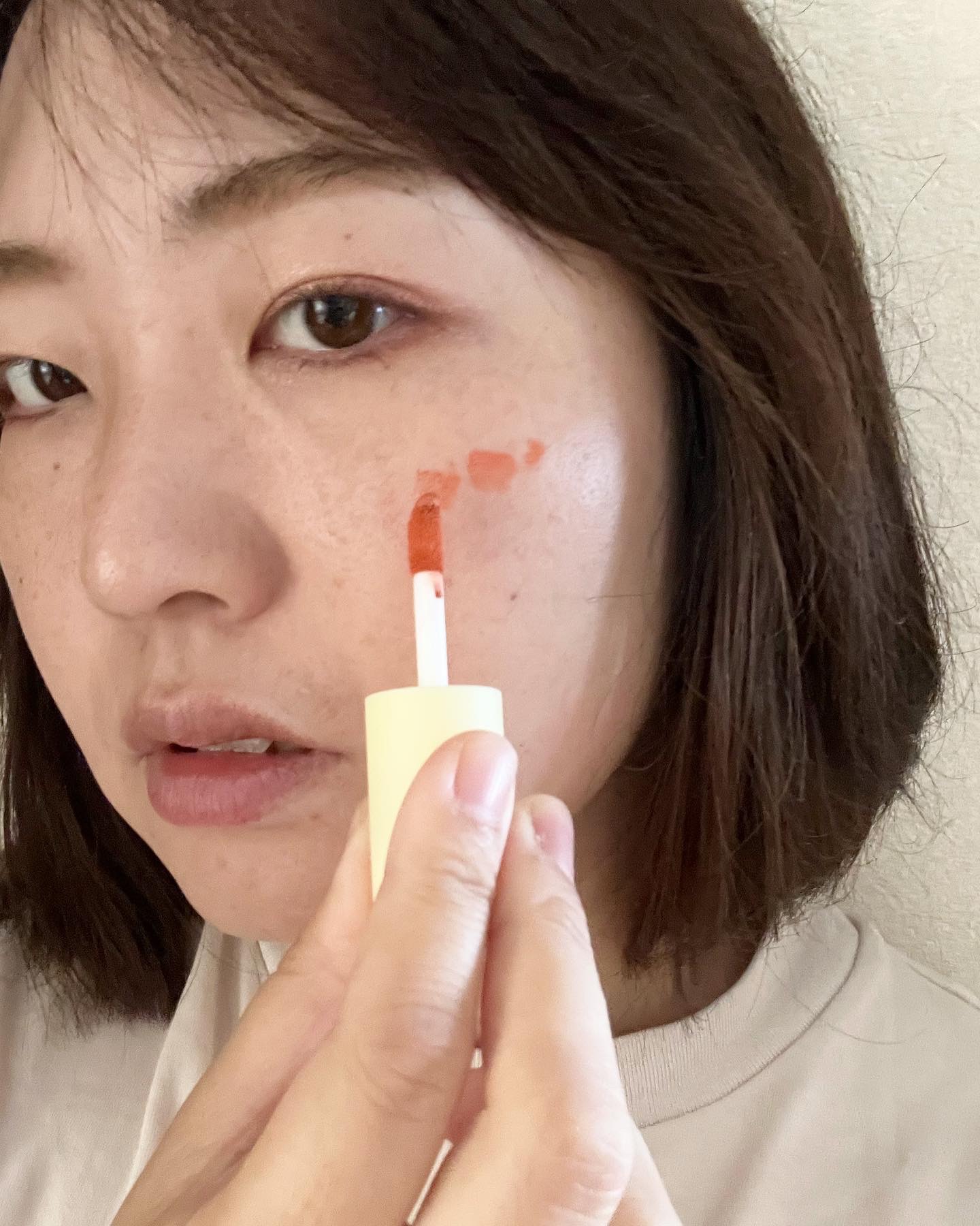 リップ＆チーク リンダオレンジ/WHOMEE/ジェル・クリームチークを使ったクチコミ（3枚目）