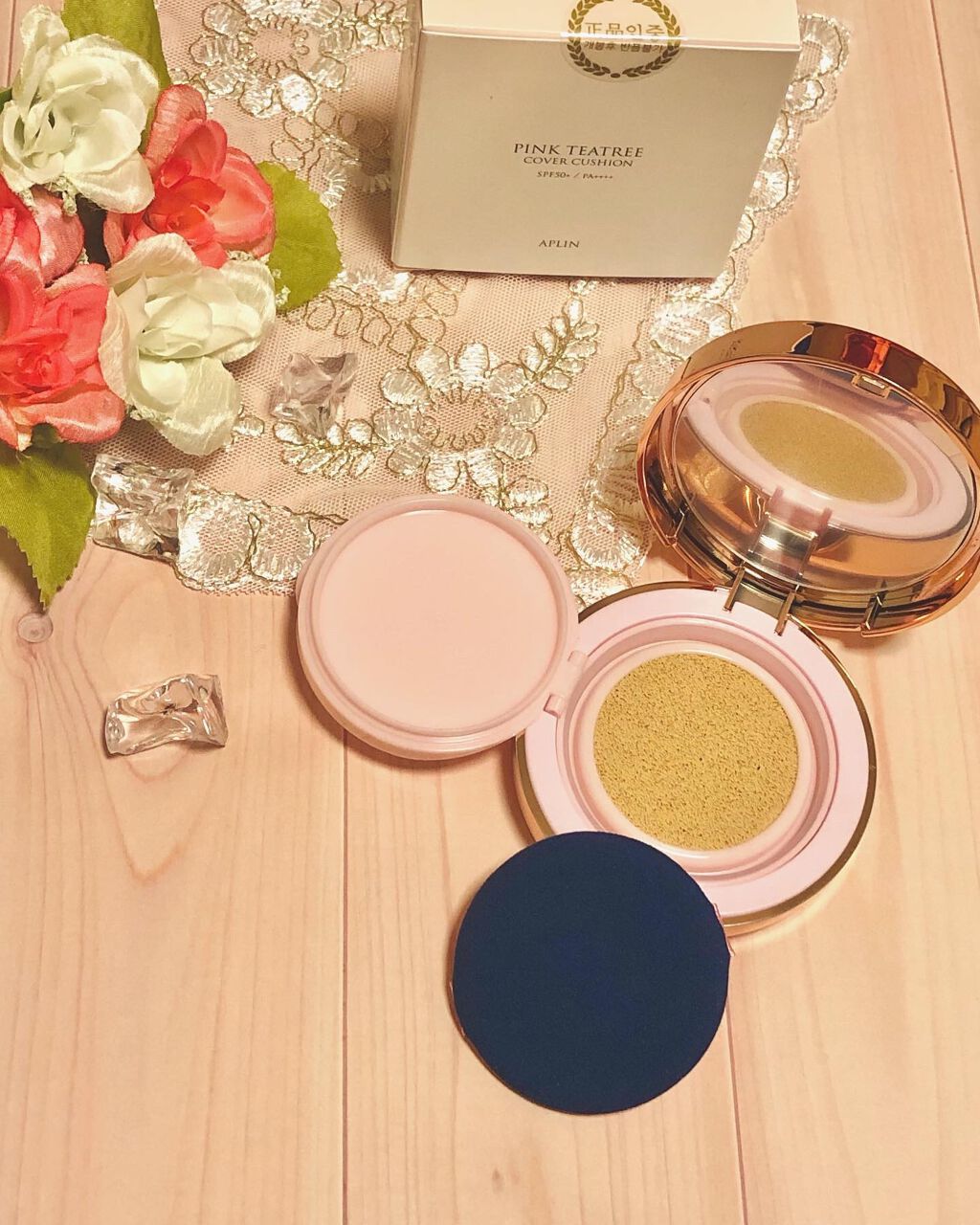 ピンクティーツリーカバークッション/APLIN/クッションファンデーションを使ったクチコミ(3枚目)