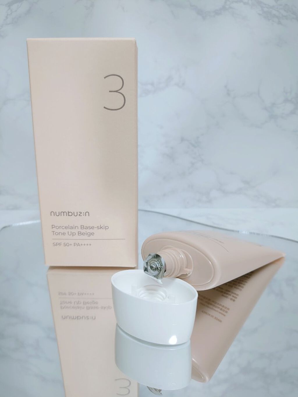 3番 ノーファンデ陶器肌トーンアップクリーム/numbuzin/化粧下地を使ったクチコミ（2枚目）