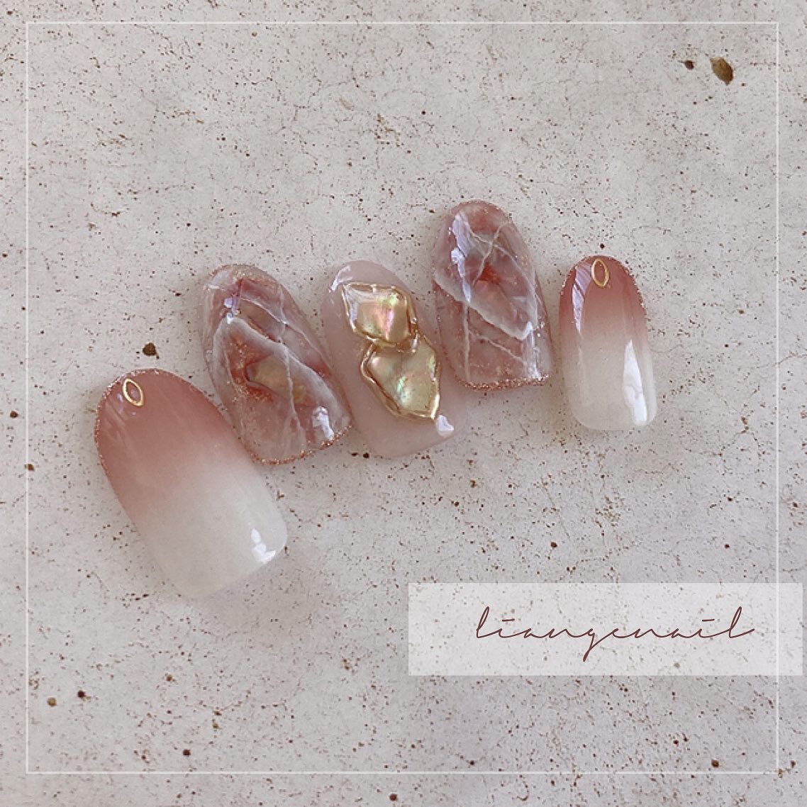 #リアンジェネイル,#柏ネイル,#ネイル,#ニュアンスネイル,#シェルネイルのネイルデザイン