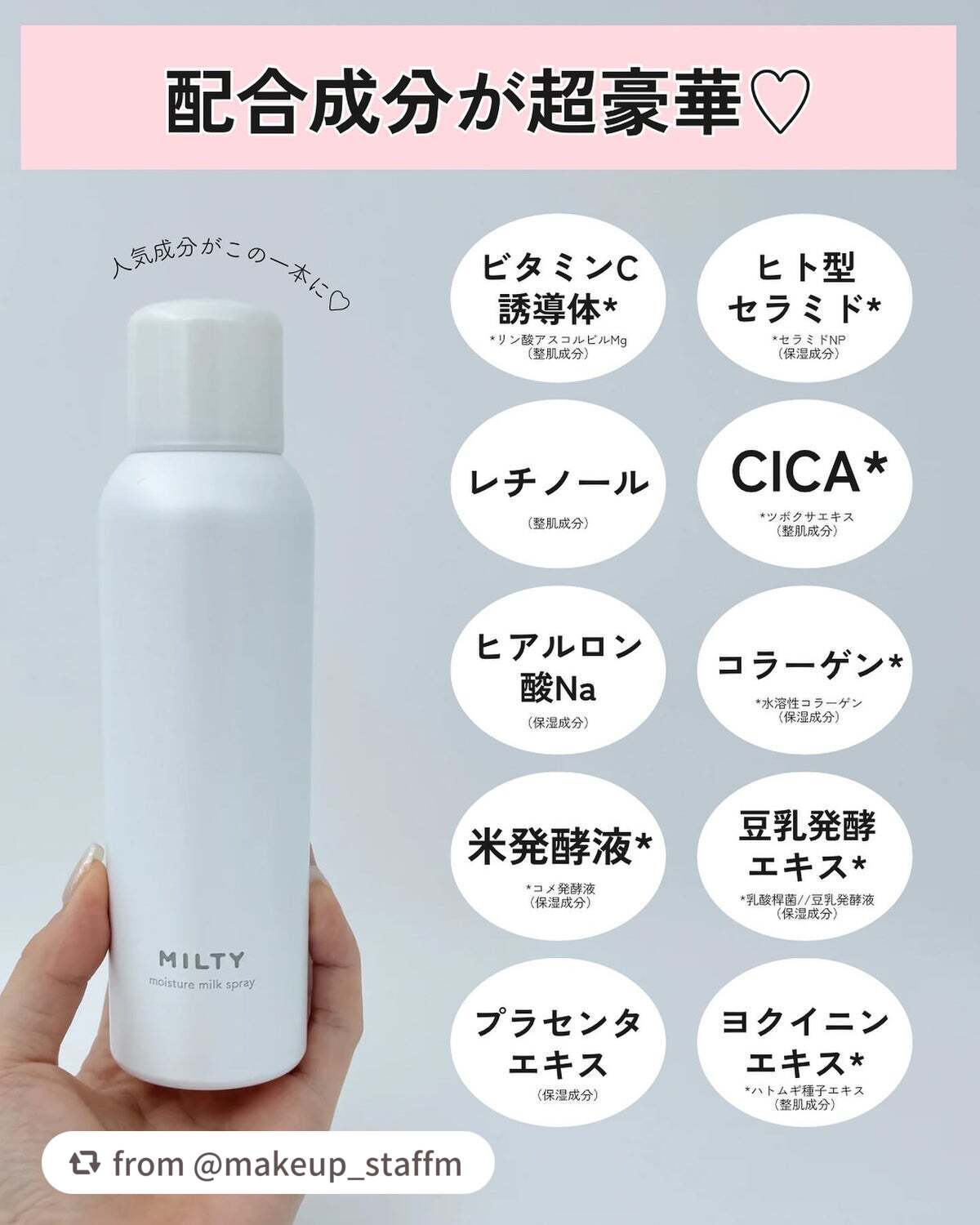ミルティー モイスチャーミルクスプレー/ナリスアップ/オールインワン化粧品を使ったクチコミ(4枚目)