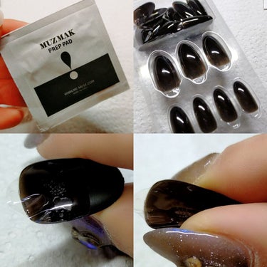 TPUネイルチップ（shape:Almond） 01 ニューブラック（New Black）/Muzmak/ネイルチップ・パーツを使ったクチコミ（3枚目）