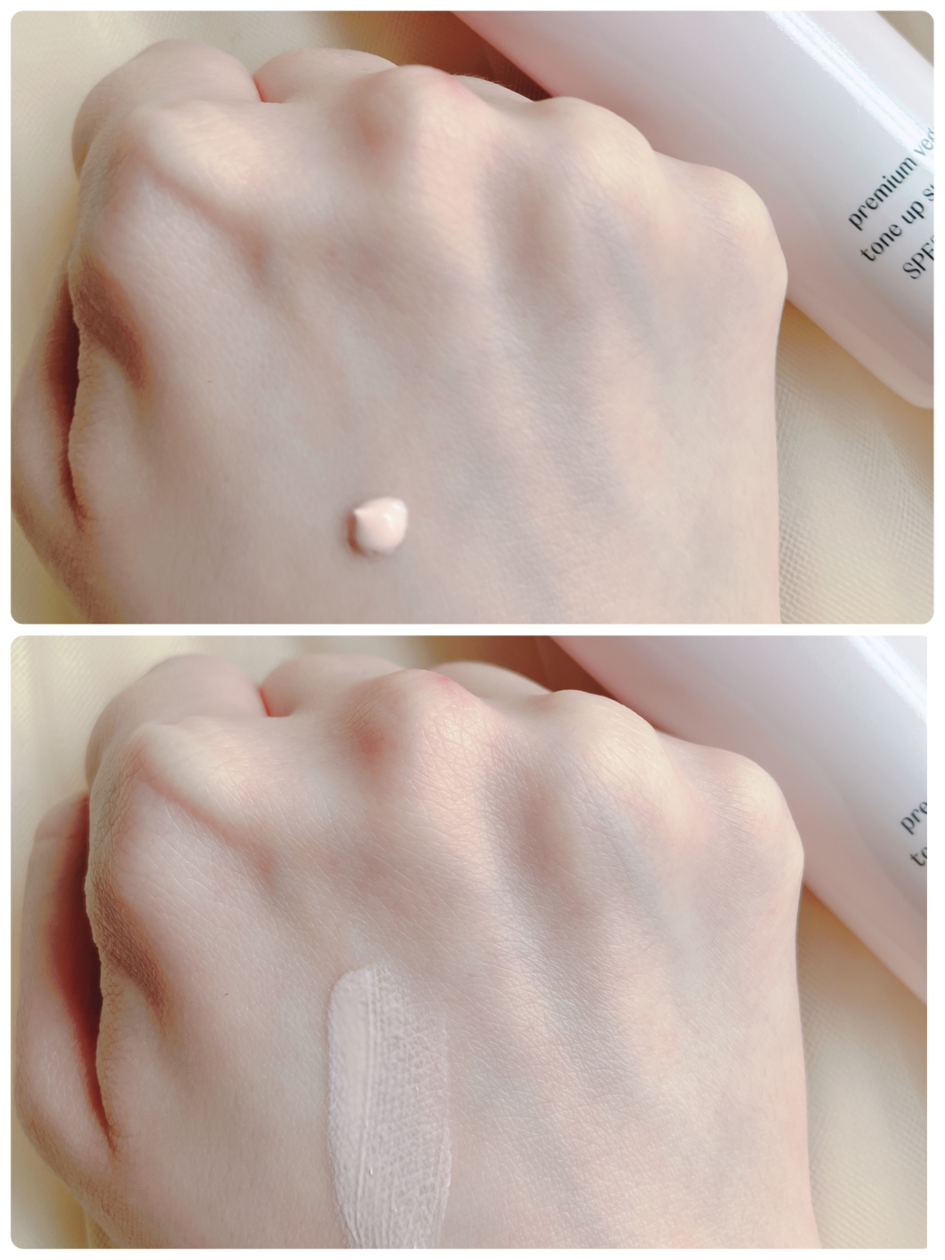 プレミ アムビーガン トーンアップ日焼け止め SPF50+PA++++/dinsee/日焼け止めミルクを使ったクチコミ（3枚目）