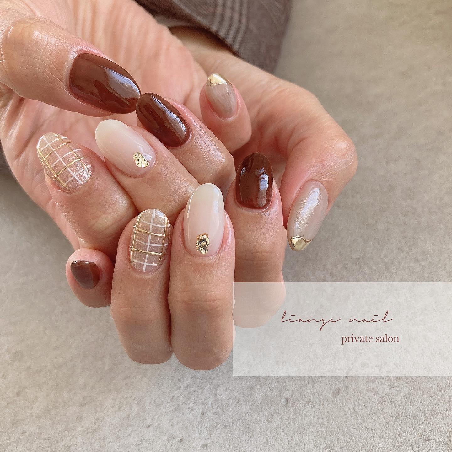 #リアンジェネイル,#柏ネイル,#ネイル,#ニュアンスネイル,#大人ニュアンスネイル,#秋ネイル,#冬ネイル,#ミラーネイルのネイルデザイン