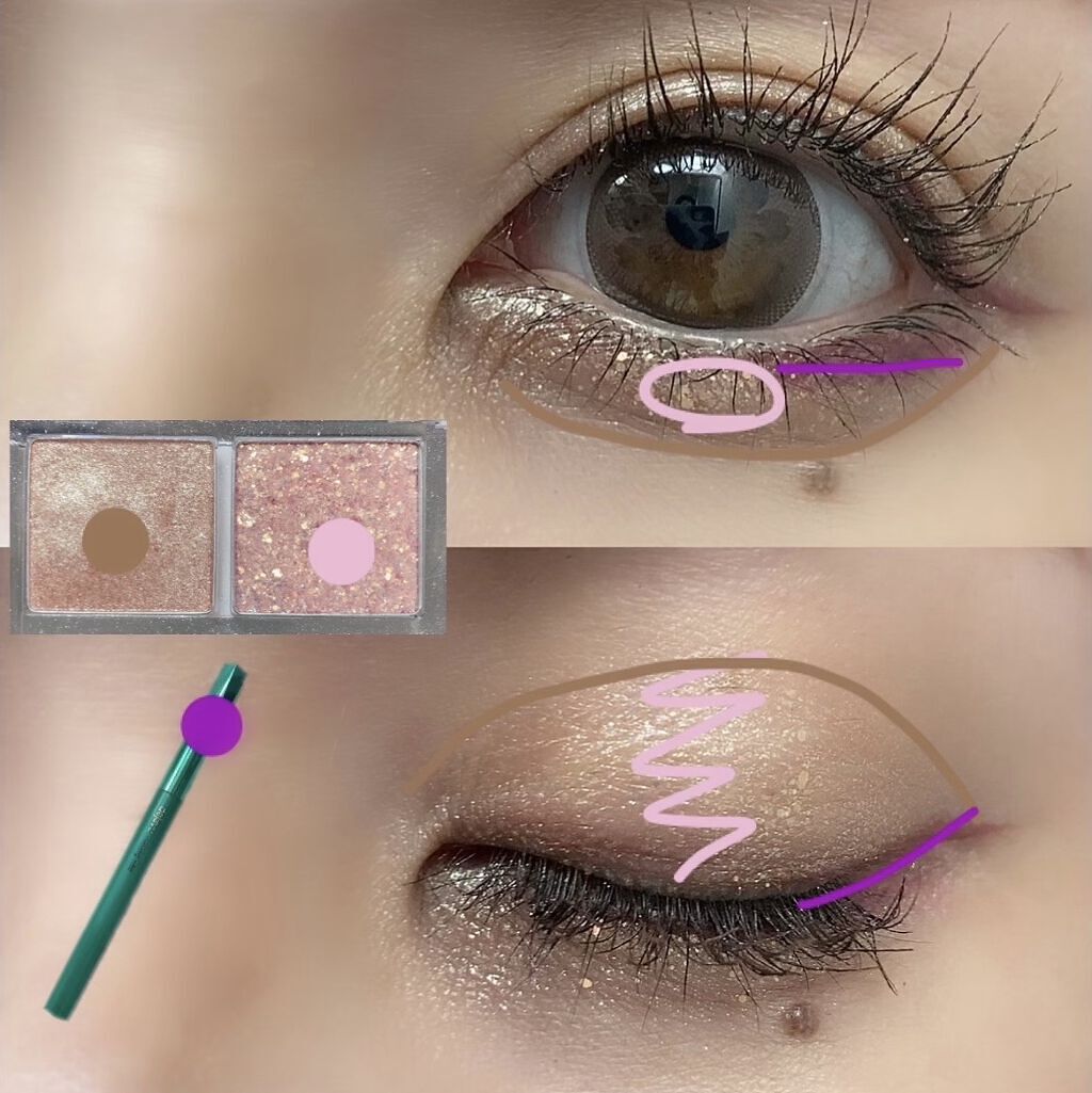  デュオ ポケット グリッター シャドウ/PERIPERA/アイシャドウパレットを使ったクチコミ（3枚目）
