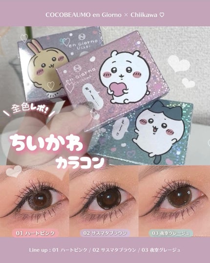 アンジョルノ ちいかわデザイン 03 夜空グレージュ/en Giorno/1ヶ月(1MONTH)カラコンの画像