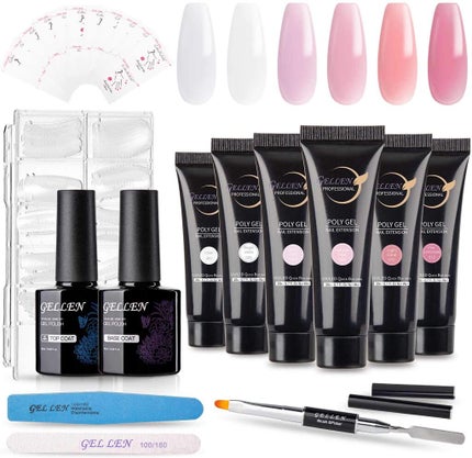 Gellen Gellen ジェルネイル カラージェル 長さ出しジェル ポリジェル 初心者用 ネイルキット 20g UV/LED対応