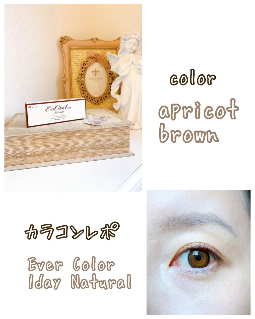 エバーカラーワンデー ナチュラル アプリコットブラウン/エバーカラー/ワンデー（１DAY）カラコンを使ったクチコミ（1枚目）