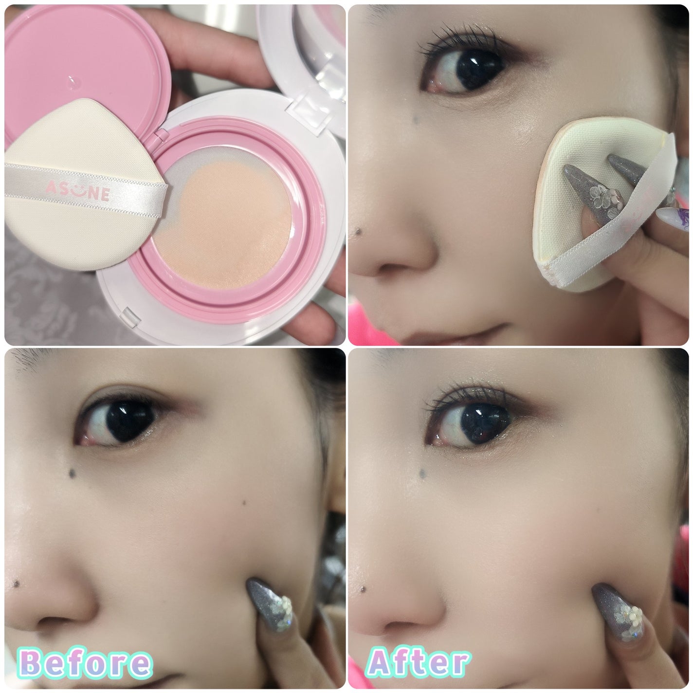 デューイーメッシュファンデーション/ASUNE /クッションファンデーションを使ったクチコミ(5枚目)