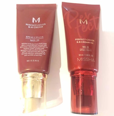 あの有名な、

#MISSHA
#パーフェクトカバーBBクリームSPF42/PA+++
(左)が

MISSHA
#ミシャパーフェクトカバーBBクリーRXSPF42/PA+++
(1400円)
(右)に