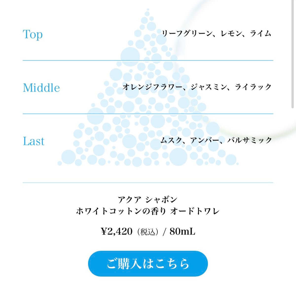 ホワイトコットンの香り オードトワレ/アクアシャボン/香水(レディース)を使ったクチコミ(2枚目)