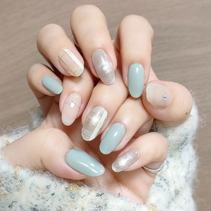 #ネイル,#セルフネイル,#ジェルネイル,#冬ネイル,#チェックネイルのネイルデザイン